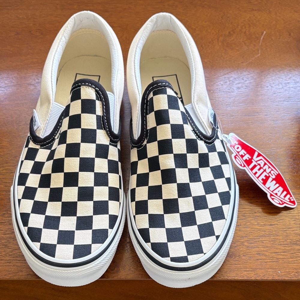 Vans Classic Checkerboard Slip-On - Black & White.  NEW.